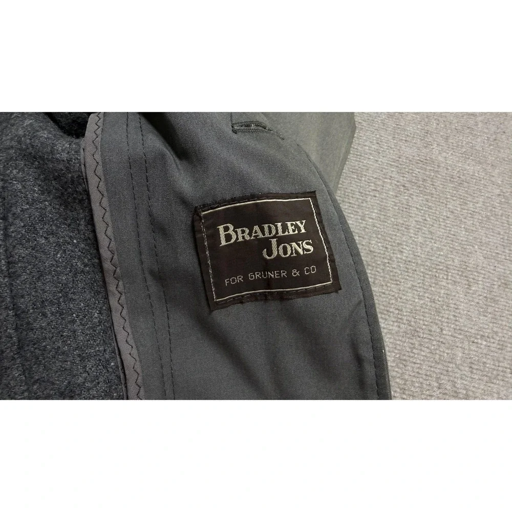 Vintage Bradley Jons Trench Coat Mens 40 Gray Belted Wool‎ Liner Rain Classic